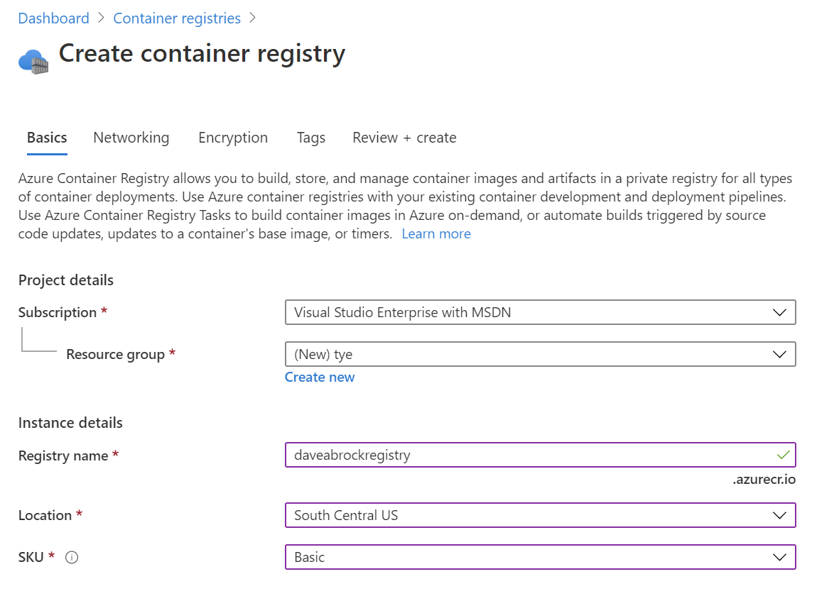 create ACR instance