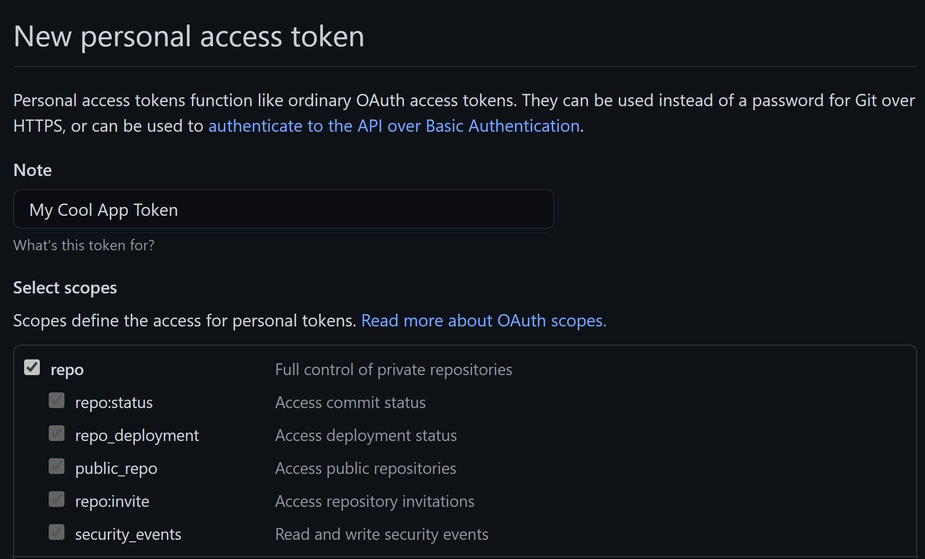 Generate GitHub personal access token