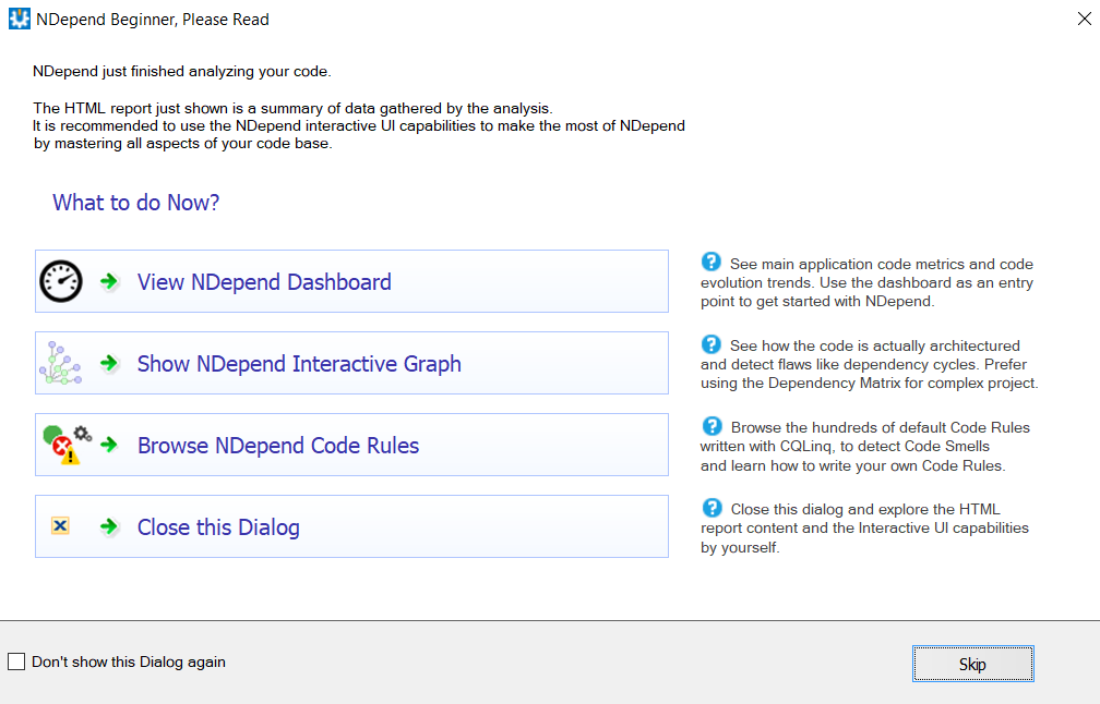 go to NDepend dashboard